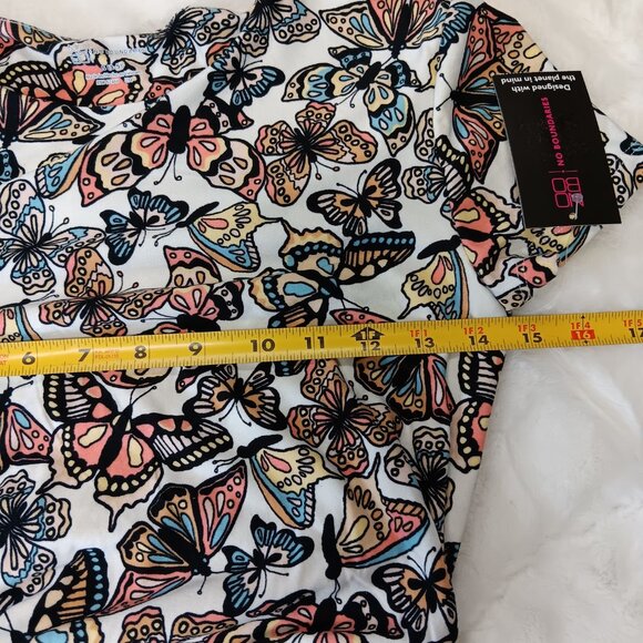 Butterfly pattern side ruched t-shirt dress - Picture 10 of 11